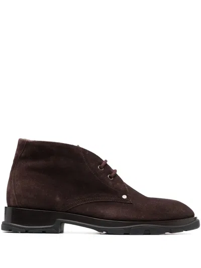 Alexander Mcqueen Men Suede Boot In Brown