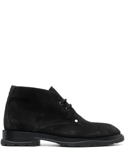 Alexander Mcqueen Men Suede Boot In Black