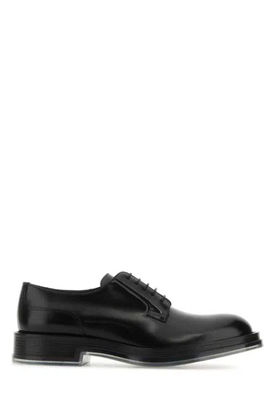 Alexander Mcqueen Black Leather Float Lace-up Shoes