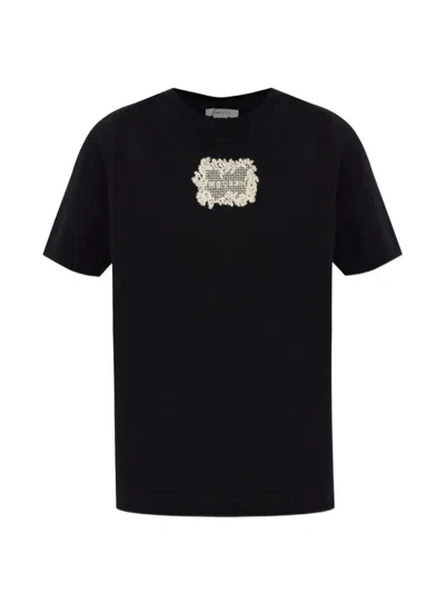 Alexander Mcqueen Lace-appliqué T-shirt In Black