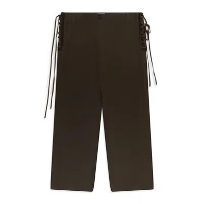 Alexander Mcqueen Laced Utility Trousers Woodland Green In Black