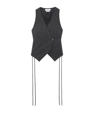 Alexander Mcqueen Lace-detailed Glittered Vest In Gray