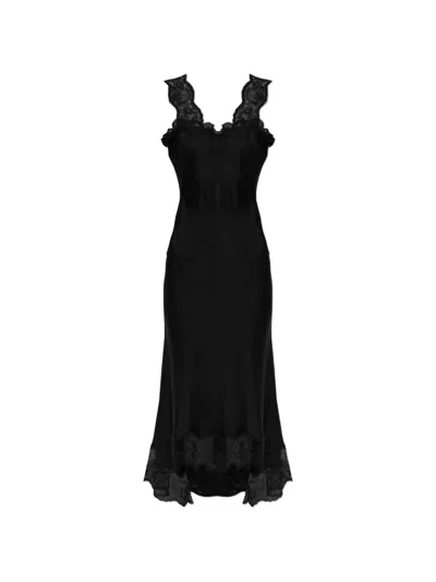 Alexander Mcqueen Lace-trim Sleeveless Midi Dress In Black