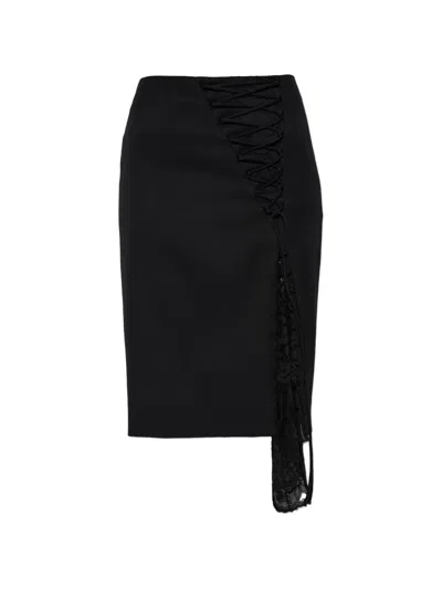 Alexander Mcqueen Lace-insert Pencil Midi Skirt In Blue