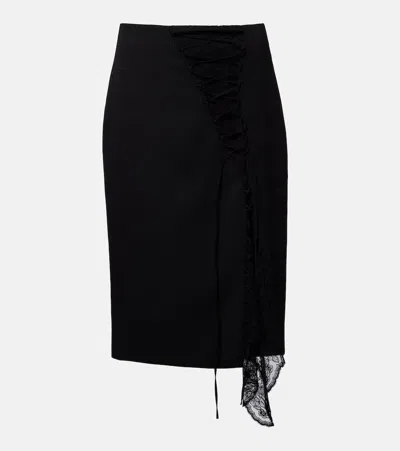 Alexander Mcqueen Lace-trimmed Pencil Skirt In Black