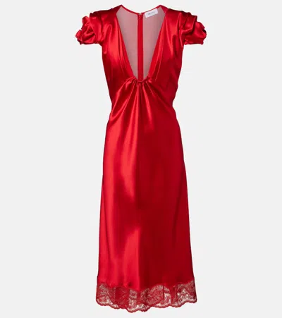 Alexander Mcqueen Mcqueen Rosette Sleeve Satin Cocktail Dress In Red