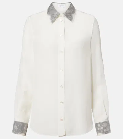 Alexander Mcqueen Lace-trimmed Silk Shirt In White