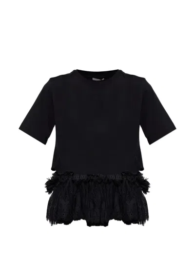 Alexander Mcqueen Lace-trimmed T-shirt In Black