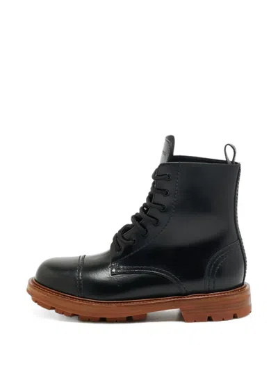 Pre-owned Alexander Mcqueen Lace-up Chelsea Boots In Black