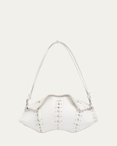 Alexander Mcqueen Lace-up Corset Leather Shoulder Bag In White
