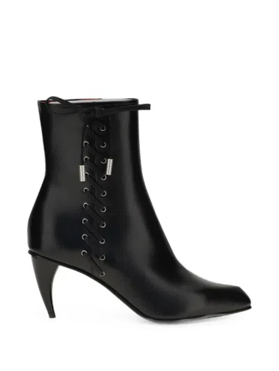 Alexander Mcqueen Lace-up Leather Ankle Boots In Black