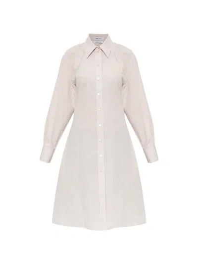 Alexander Mcqueen Lace-up Striped Shirt Midi Dress In White