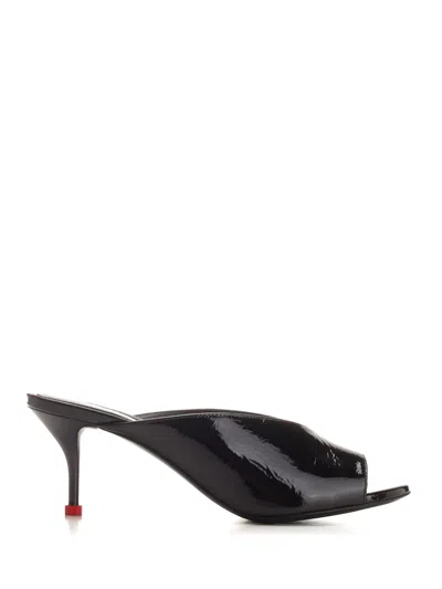 ALEXANDER MCQUEEN LACQUERED LEATHER MULES