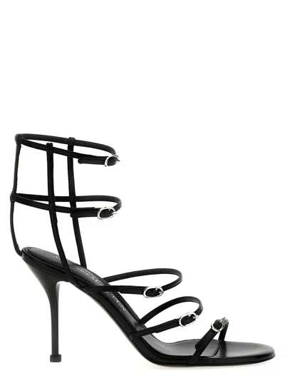 Alexander Mcqueen Lacquered Stiletto Heel Sandal In Black