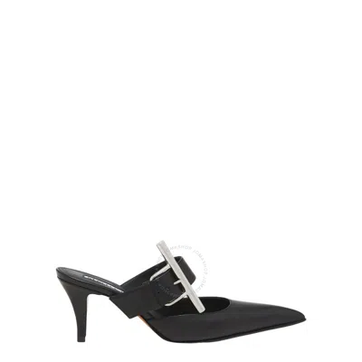 ALEXANDER MCQUEEN ALEXANDER MCQUEEN LADIES BLACK BIRDEE LEATHER MULES