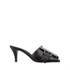 Alexander Mcqueen Leather Mules With Kitten Heel And Metal Embellishment In Black