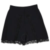 Alexander Mcqueen Ladies Black Shorts With Lace Inserts In Black