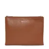 Alexander Mcqueen Ladies Pecan / Silver Logo-plaque Clutch In Silver Tone