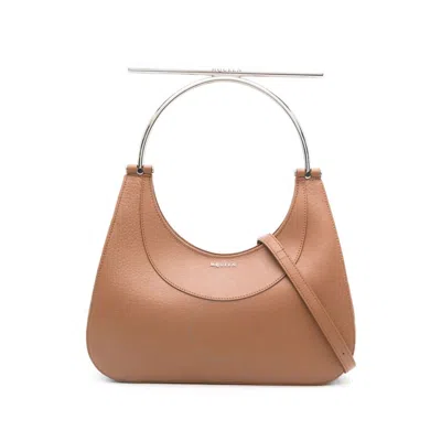 Alexander Mcqueen Ladies Pecan / Silver T-bar Bag In Silver Tone
