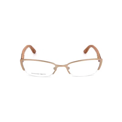Alexander Mcqueen Ladies' Spectacle Frame  Amq-4183-wcx  53 Mm Gbby2 In Gold