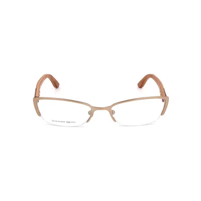 Alexander Mcqueen Brown Metal Frames In Gold