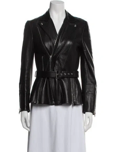 Pre-owned Alexander Mcqueen Lamb Leather Biker Jacket In Black