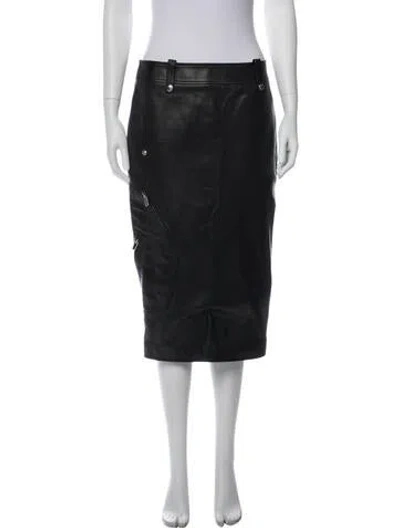 Pre-owned Alexander Mcqueen Lamb Leather Knee-length Skirt In Black