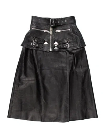 Pre-owned Alexander Mcqueen Lamb Leather Midi Length Skirt In Black