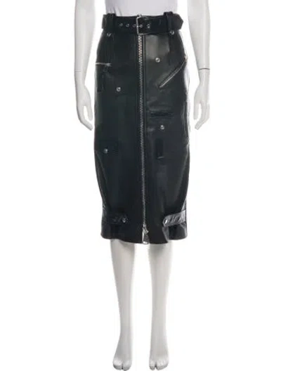 Pre-owned Alexander Mcqueen Lamb Leather Midi Length Skirt In Green