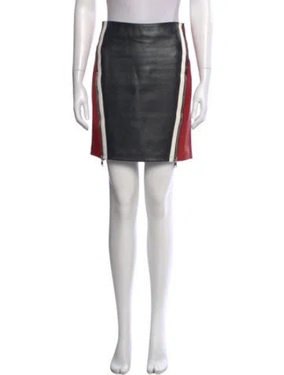 Pre-owned Alexander Mcqueen Lamb Leather Mini Skirt In Black