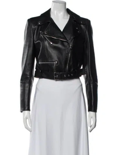 Pre-owned Alexander Mcqueen Lambskin Biker Jacket In Black