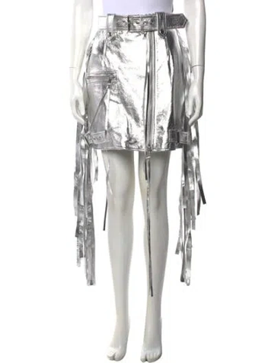 Pre-owned Alexander Mcqueen Lambskin Mini Skirt In Silver