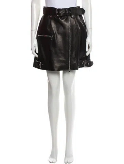 Pre-owned Alexander Mcqueen Lambskin Mini Skirt W/ Tags In Black