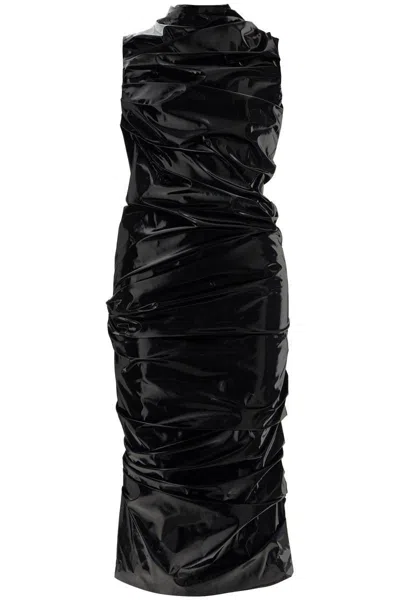 Alexander Mcqueen Laminated Stretch Jersey Dress In Black