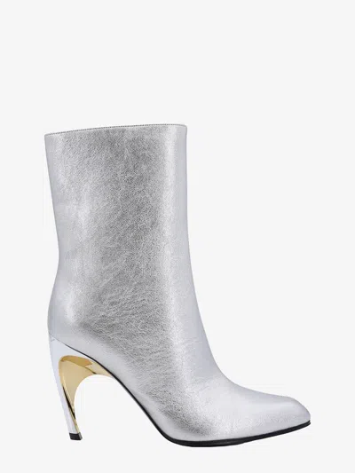 Alexander Mcqueen Laminated Leather Ankle Boots