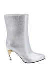 Alexander Mcqueen Armadillo 95 Metallic Leather Ankle Boots In Silver