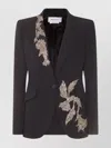Alexander Mcqueen Floral Crystal One-button Crepe Blazer