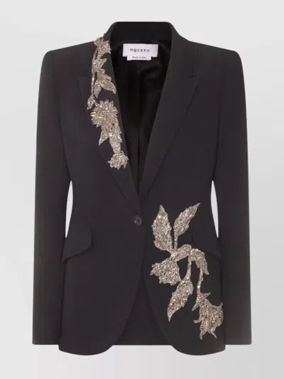 ALEXANDER MCQUEEN LAPEL BLAZER EMBELLISHED LONG SLEEVES