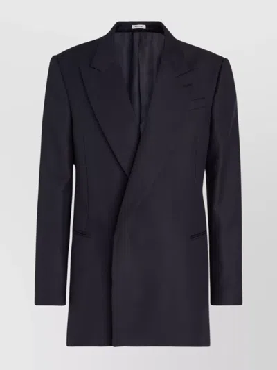 Alexander Mcqueen Lapel Coat With Button Cuffs And Pockets