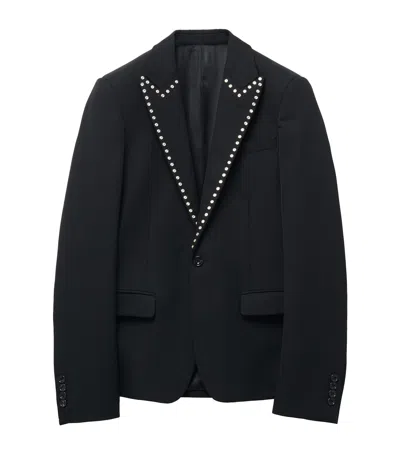 Alexander Mcqueen Wool Studded Blazer In Black