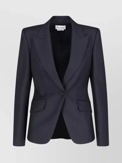 ALEXANDER MCQUEEN LAPEL STRIPED JACKET FLAP POCKETS