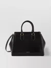 Alexander Mcqueen Large Leather Shoulder Bag With Canvas Lining In Black