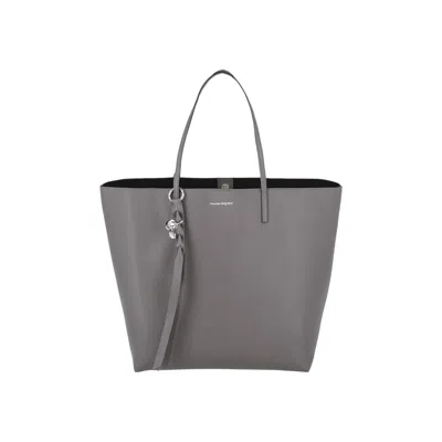 Pre-owned Alexander Mcqueen Large Skull Leather Shopper Bag 'graphite' | Grey | Women's Size Onesize In Gray