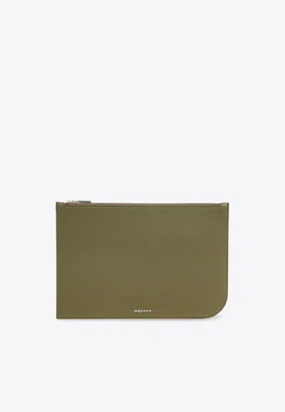 Alexander Mcqueen Large Sling Zip Pouch Bag In Green