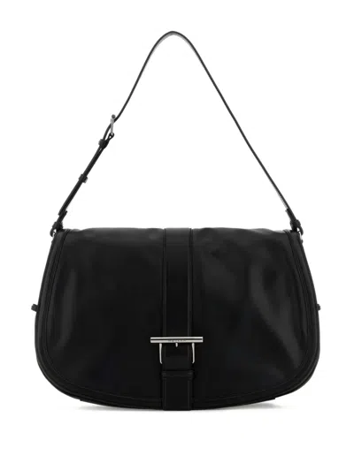 Alexander Mcqueen Black Leather Maxi Satchel Shoulder Bag In Schwarz