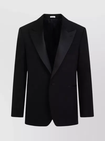 Alexander Mcqueen Tailored Wool Blazer Flap Pockets In Black