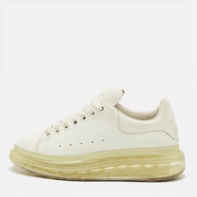 Pre-owned Alexander Mcqueen Larry Clear Sole Size 37.5 White Leather Low Top Sneakers
