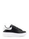 Alexander Mcqueen Black Leather Sneakers With Branded Heel Counter