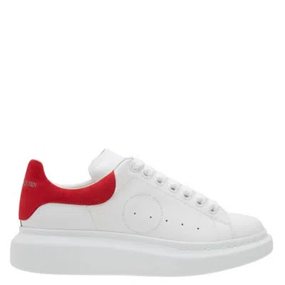 Alexander Mcqueen Larry Oversized Leather Sneakers In White/red