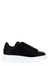 Alexander Mcqueen Oversized Black Leather Sneakers With Contrasting Platform In Black